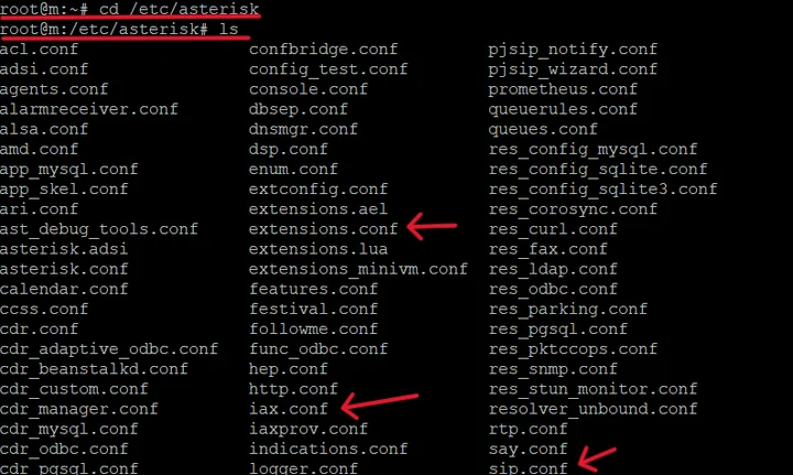 Скрин 3. Каталог конфигурации&nbsp;Asterisk.